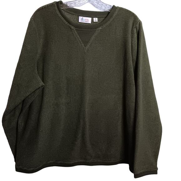 EUC D&Co Pullover Waffle Crew Neck Long Sleeve Sweatshirt Green 1X - Picture 1 of 4